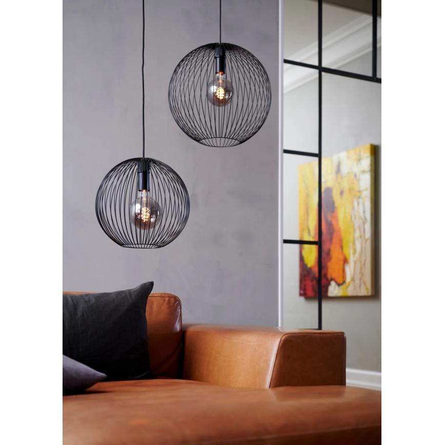 Nordlux - Suspension sur câble BERONI 1xE27/60W/230V noire Ø 35 cm