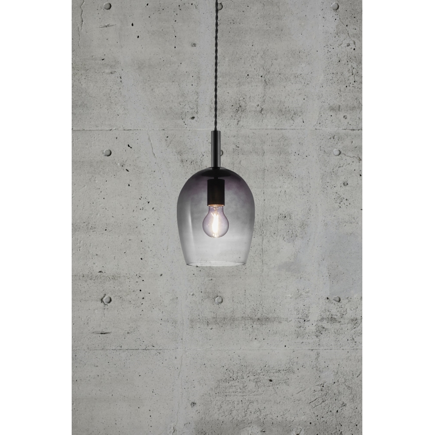 Nordlux - Suspension sur câble UMA 1xE27/40W/230V Ø 18 cm noir/fumé
