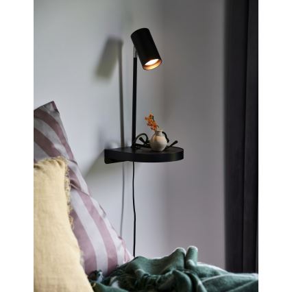 Nordlux - Wandlamp met plank CODY 1xGU10/15W/230V zwart