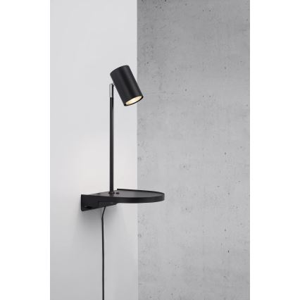 Nordlux - Wandlamp met plank CODY 1xGU10/15W/230V zwart
