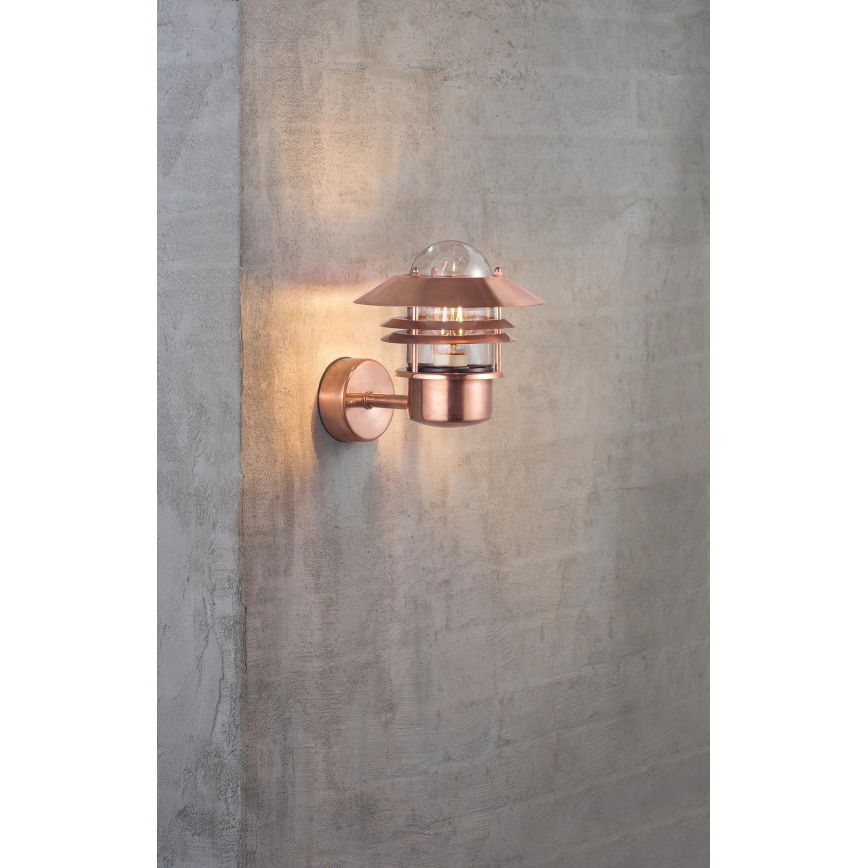 Nordlux - Wandlamp voor buiten BLOKHUS 1xE27/60W/230V IP54 koper