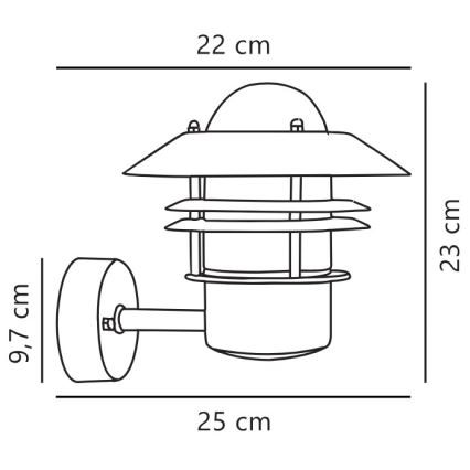 Nordlux - Wandlamp voor buiten BLOKHUS 1xE27/60W/230V IP54 koper