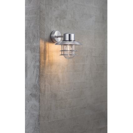 Nordlux - Wandlamp voor buiten BLOKHUS 1xE27/60W/230V IP54 zilver