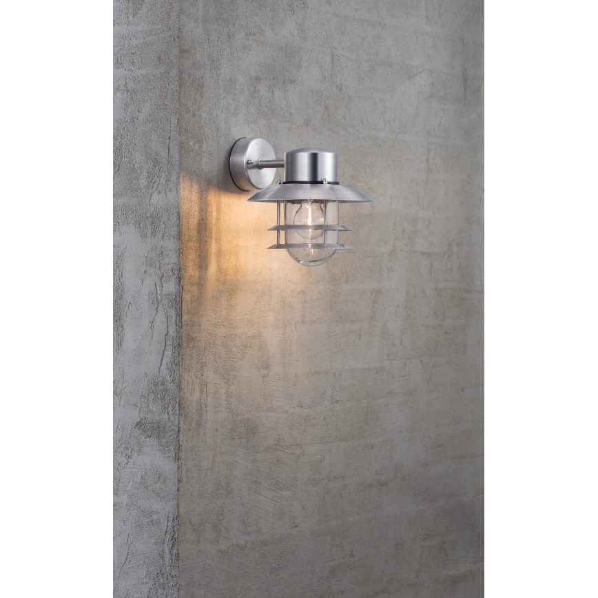 Nordlux - Wandlamp voor buiten BLOKHUS 1xE27/60W/230V IP54 zilver
