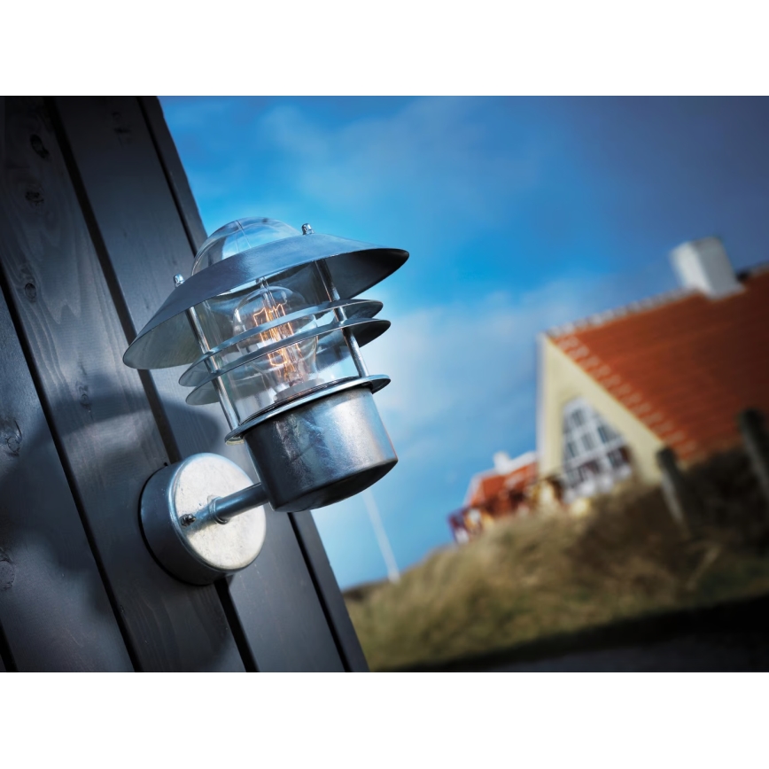 Nordlux - Wandlamp voor buiten BLOKHUS 1xE27/60W/230V IP54 zilver