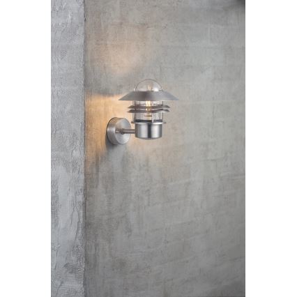 Nordlux - Wandlamp voor buiten BLOKHUS 1xE27/60W/230V IP54 zilver