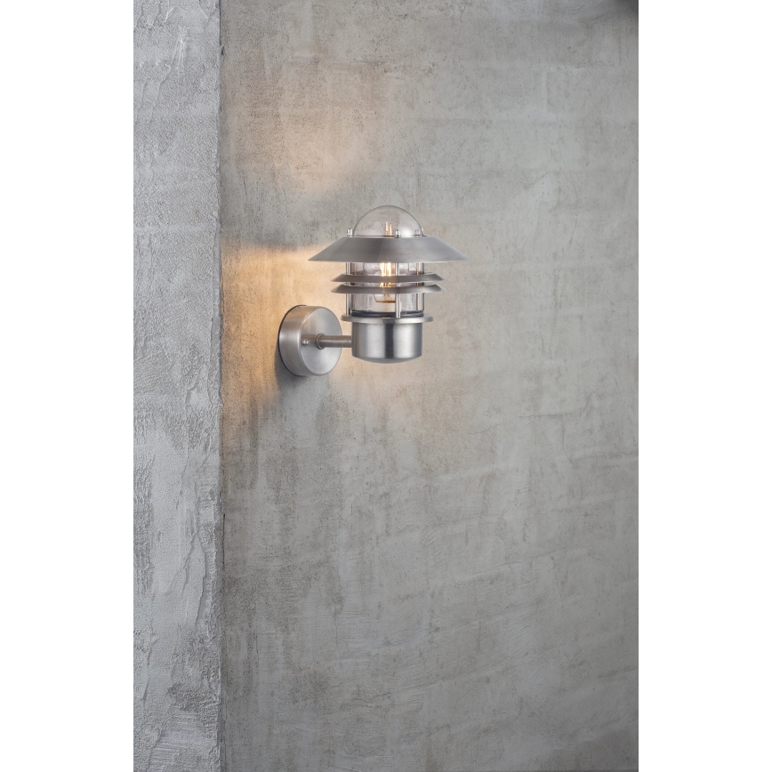 Nordlux - Wandlamp voor buiten BLOKHUS 1xE27/60W/230V IP54 zilver