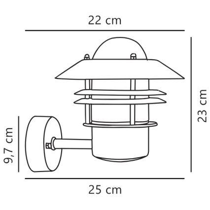 Nordlux - Wandlamp voor buiten BLOKHUS 1xE27/60W/230V IP54 zilver
