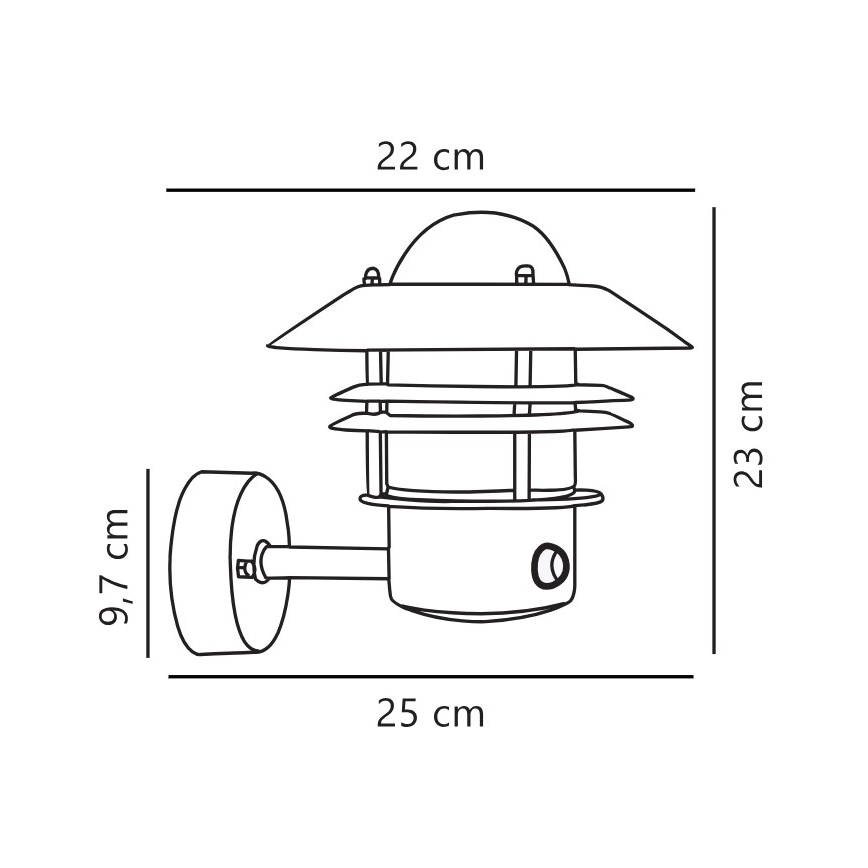 Nordlux - Wandlamp voor buiten met sensor BLOKHUS 1xE27/60W/230V IP54