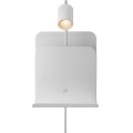 Nordlux - Wandspot met plank en USB ROOMI 1xGU10/8W/230V wit