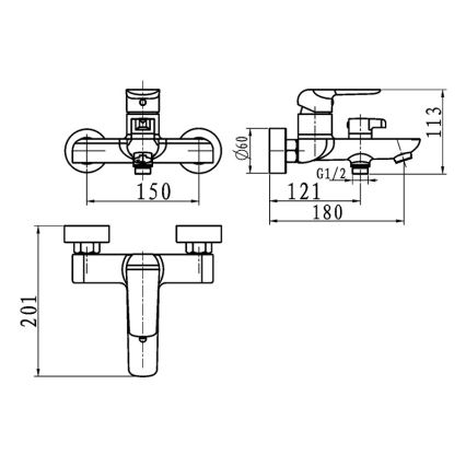 Novaservis - Badmengkraan NOBLESS TINA glanzend chroom