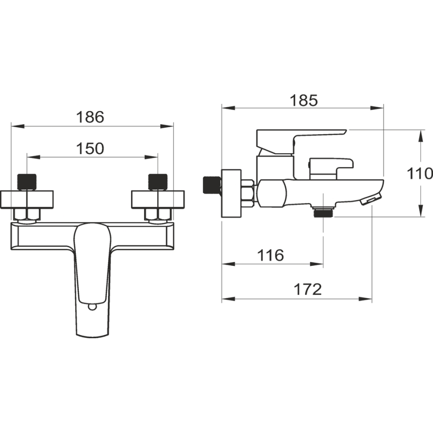 Novaservis - Badset met mengkraan METALIA, zwart