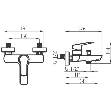 Novaservis - Badset METALIA met badkraan, glanzend chroom