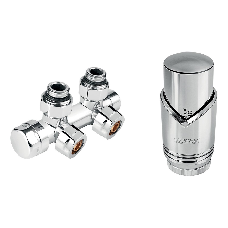 Novaservis - Ensemble pour radiateurs à raccordement central d'angle, chrome brillant