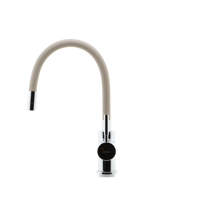 Novaservis - Kraan voor gootsteen met flexibele arm glanzend chroom/beige
