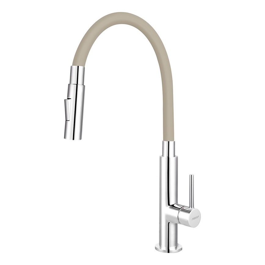 Novaservis - Kraan voor gootsteen met flexibele arm glanzend chroom/beige