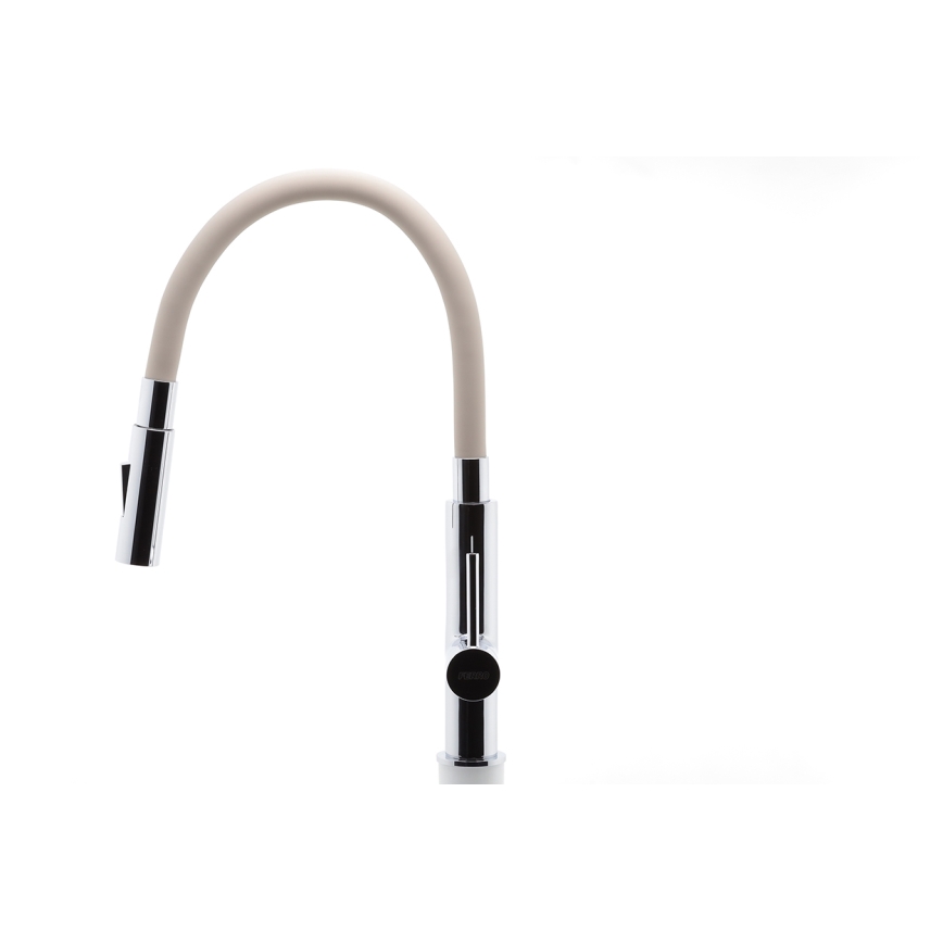 Novaservis - Kraan voor gootsteen met flexibele arm glanzend chroom/beige