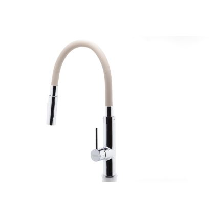 Novaservis - Kraan voor gootsteen met flexibele arm glanzend chroom/beige