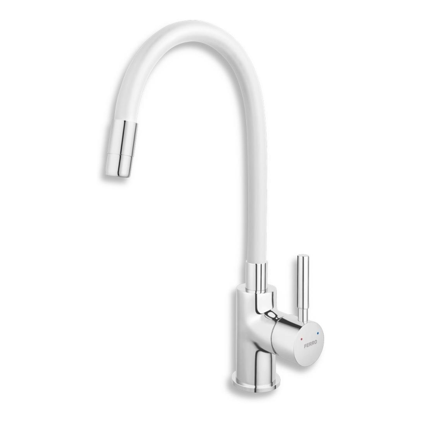 Novaservis - Kraan voor gootsteen met flexibele arm glanzend chroom/wit