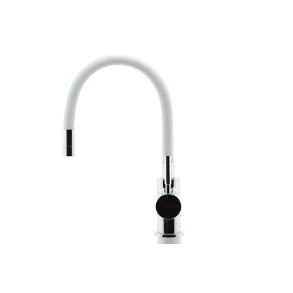 Novaservis - Kraan voor gootsteen met flexibele arm glanzend chroom/wit