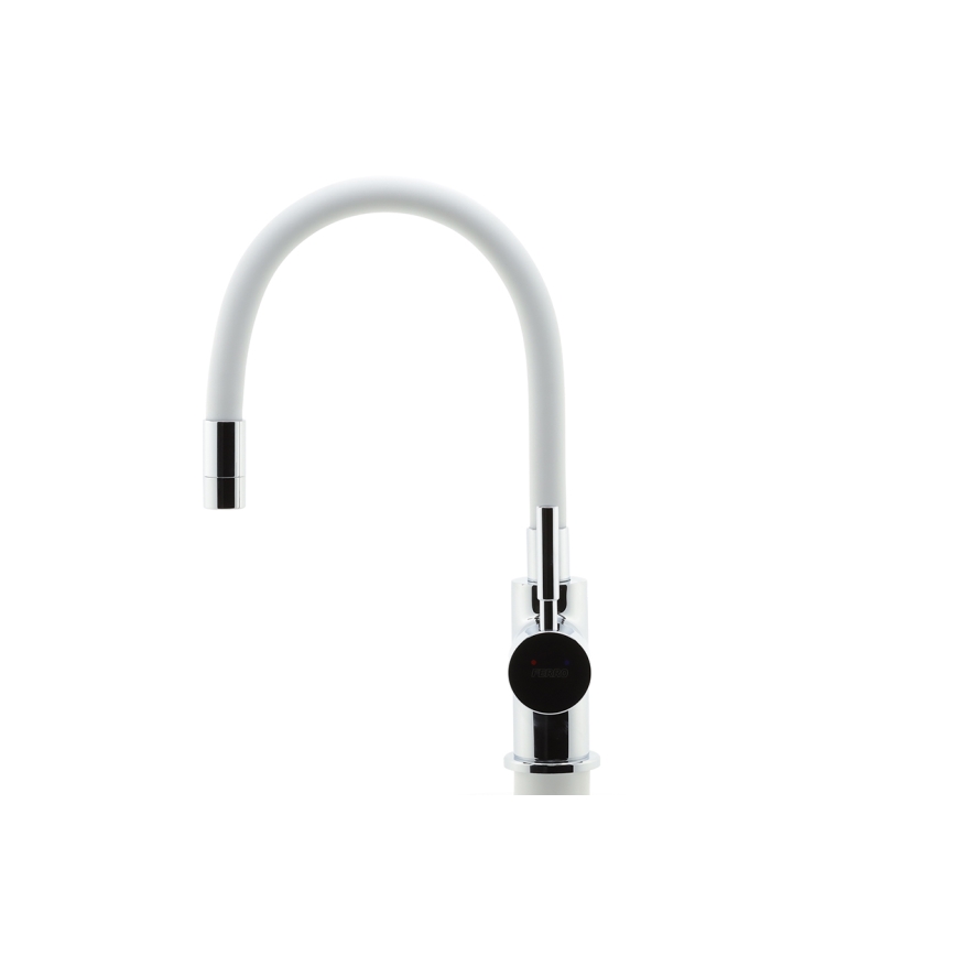 Novaservis - Kraan voor gootsteen met flexibele arm glanzend chroom/wit