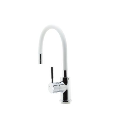 Novaservis - Kraan voor gootsteen met flexibele arm glanzend chroom/wit