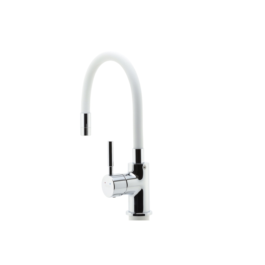 Novaservis - Kraan voor gootsteen met flexibele arm glanzend chroom/wit