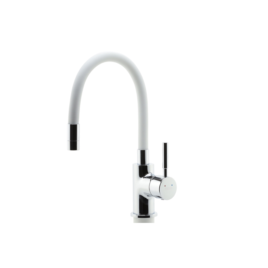 Novaservis - Kraan voor gootsteen met flexibele arm glanzend chroom/wit