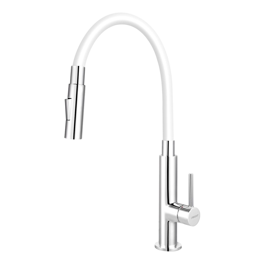 Novaservis - Kraan voor gootsteen met flexibele arm glanzend chroom/wit