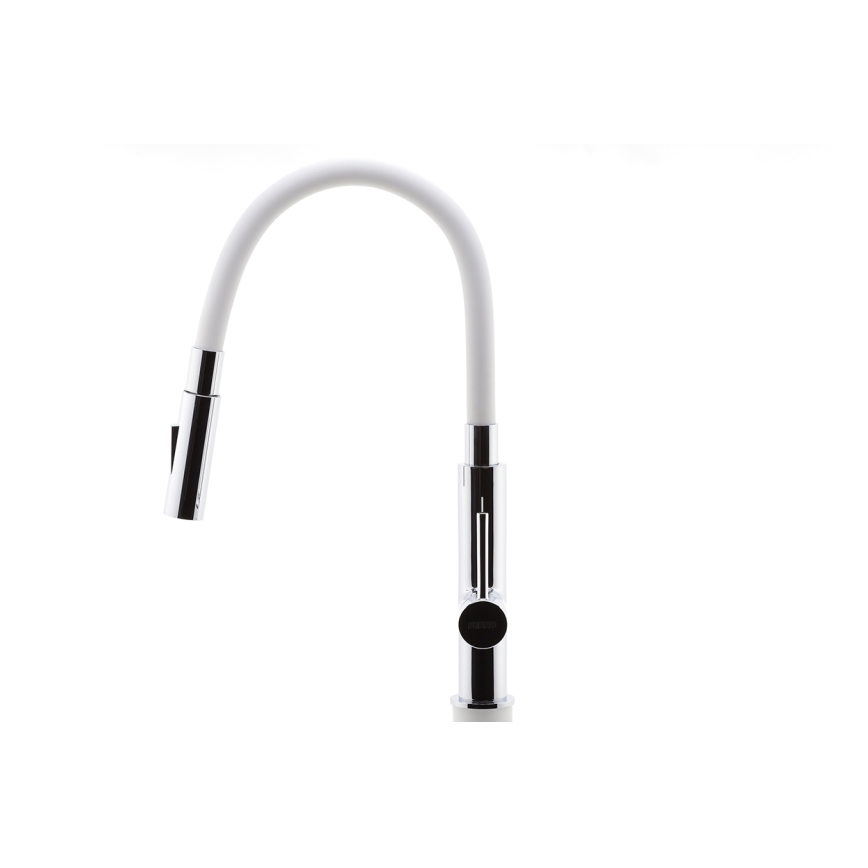Novaservis - Kraan voor gootsteen met flexibele arm glanzend chroom/wit