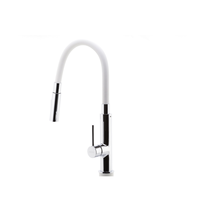Novaservis - Kraan voor gootsteen met flexibele arm glanzend chroom/wit