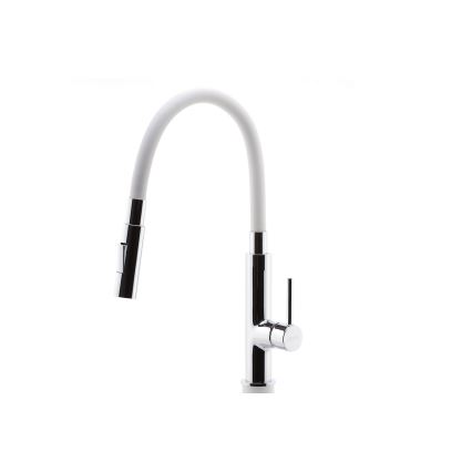 Novaservis - Kraan voor gootsteen met flexibele arm glanzend chroom/wit