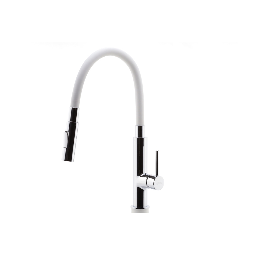 Novaservis - Kraan voor gootsteen met flexibele arm glanzend chroom/wit