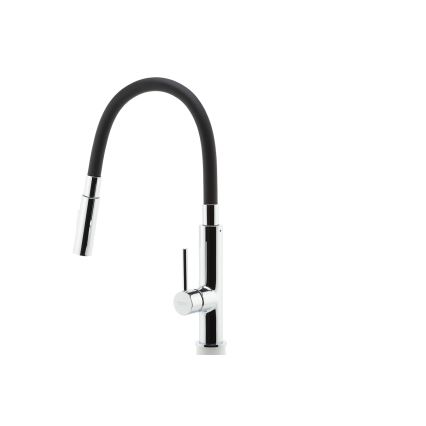 Novaservis - Kraan voor gootsteen met flexibele arm glanzend chroom/zwart