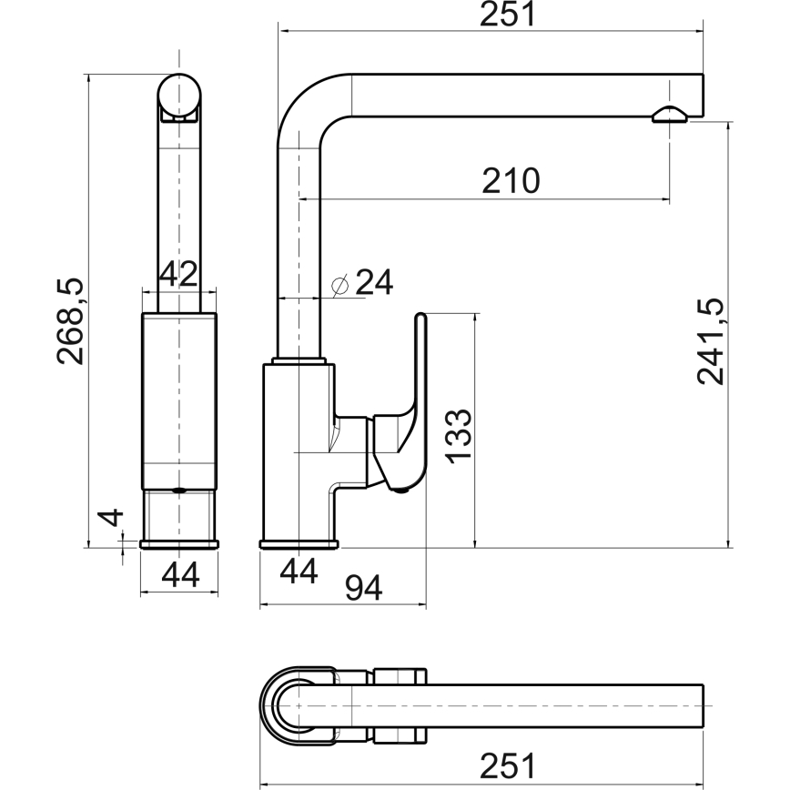 Novaservis - Mitigeur d'évier NOBLESS SHARP chromé brillant