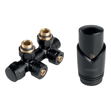 Novaservis - Radiatorset met centrale aansluiting, hoekig, zwart