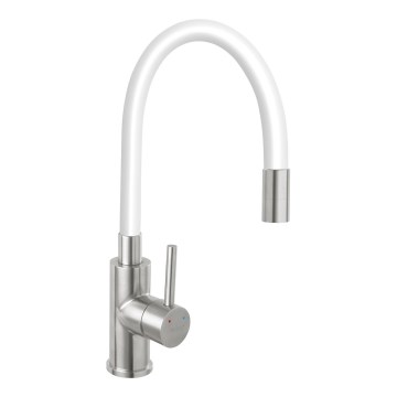 Novaservis - Robinet d'évier avec bras flexible acier inoxydable/blanc