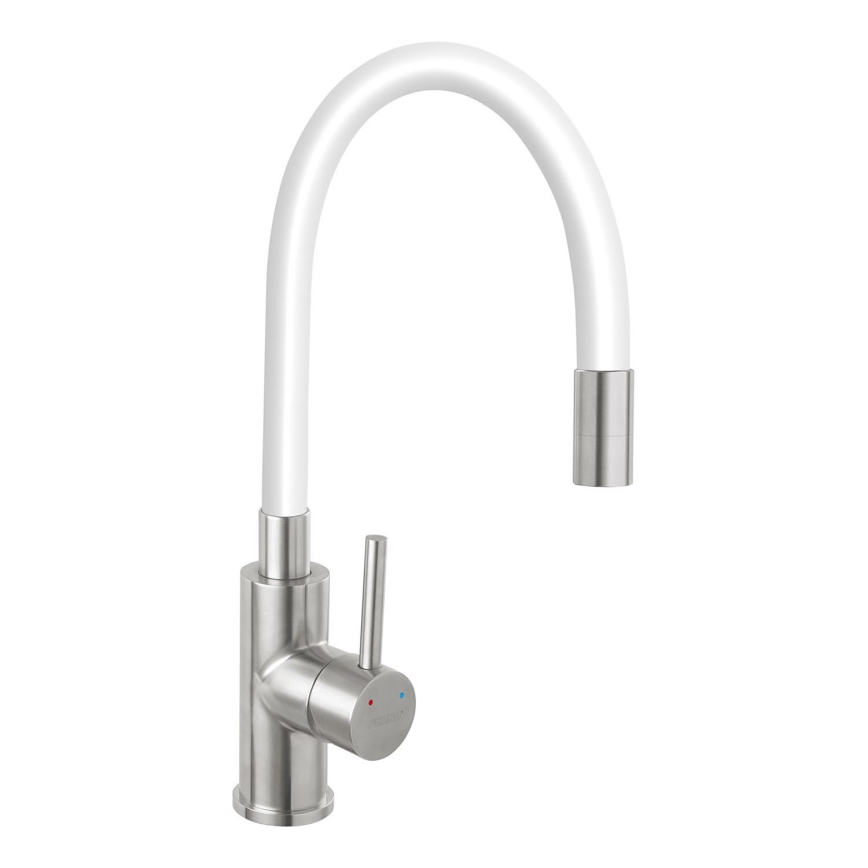Novaservis - Robinet d'évier avec bras flexible acier inoxydable/blanc