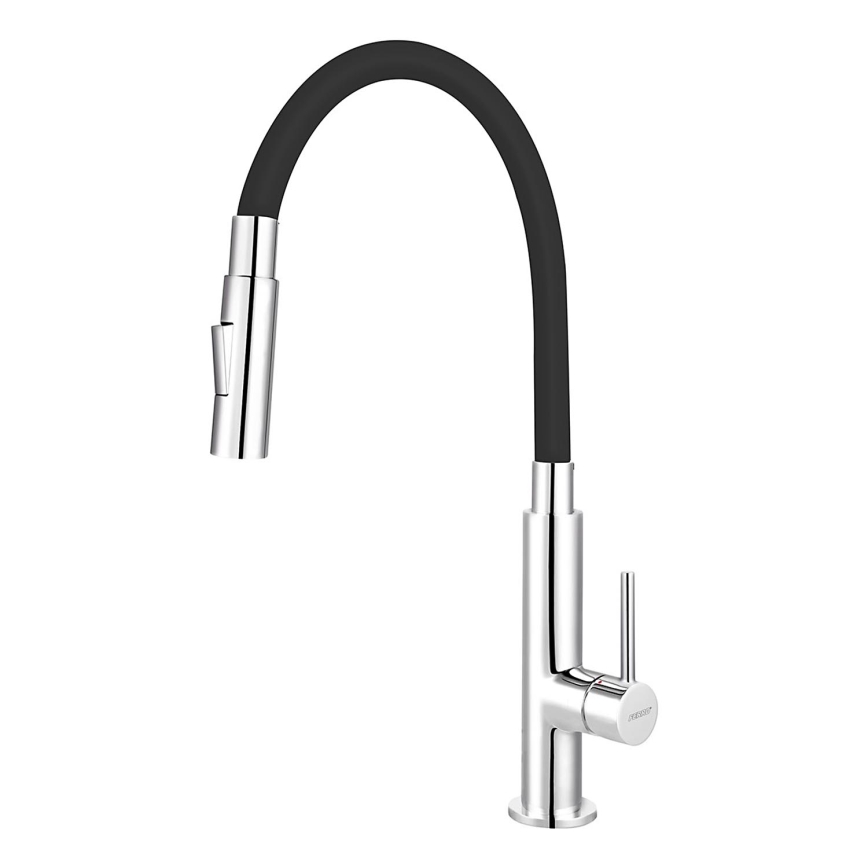 Novaservis - Robinet d'évier avec bras flexible chrome brillant/noir