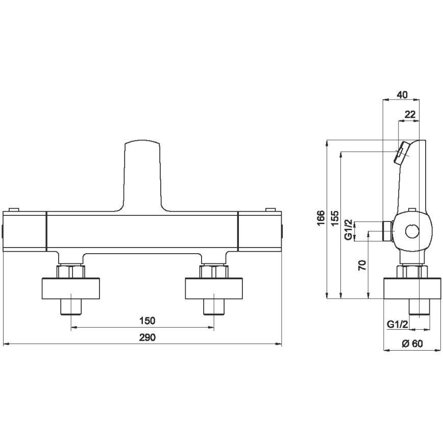 Novaservis - Thermostatisch badkraan METALIA glanzend chroom