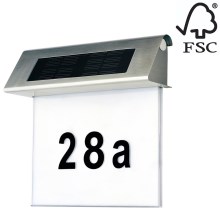 Numéro de maison solaire LED/2x0,07W/2,4V IP44 - certifié FSC