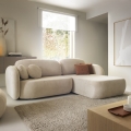 OLBIA L-vormige hoekbank met slaapfunctie en opbergruimte, rechts, beige