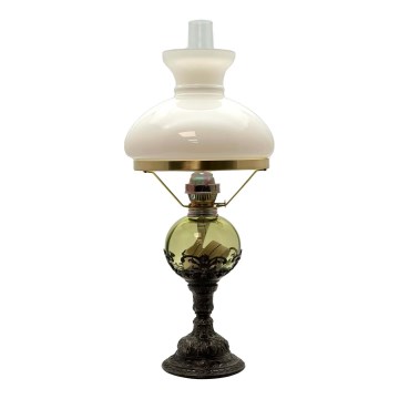 Olielamp DRAHOMÍRA 50 cm bosgroen gedecoreerd met tin