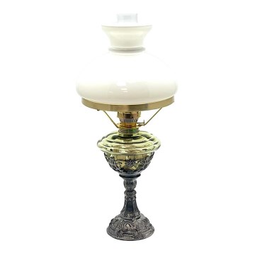 Olielamp met een tinnen standaard 45 cm bosgroen