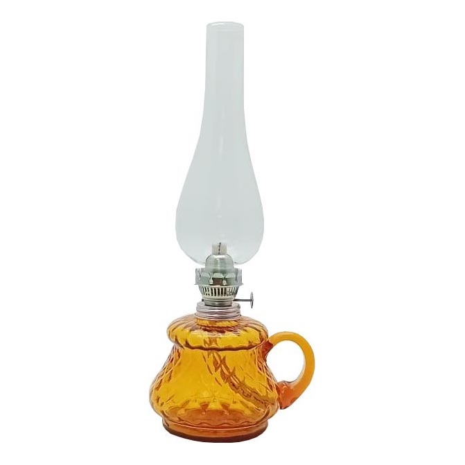 Olielamp TEREZA 34 cm amber met ruit motief
