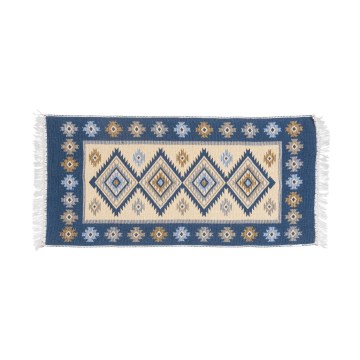 Omkeerbaar oosters vloerkleed KILIM 80x150 cm blauw/beige