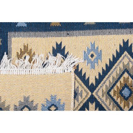 Omkeerbaar oosters vloerkleed KILIM 80x150 cm blauw/beige