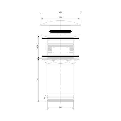 OMNIRES A706AT - Wastafel afva CLICK-CLACK diameter 6,6 cm geborsteld antraciet