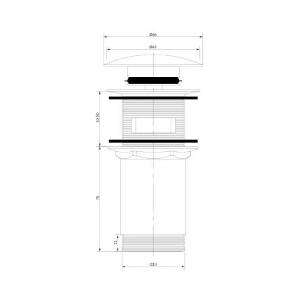 OMNIRES A706BM - Wastafel afva CLICK-CLACK diameter 6,6 cm mat wit