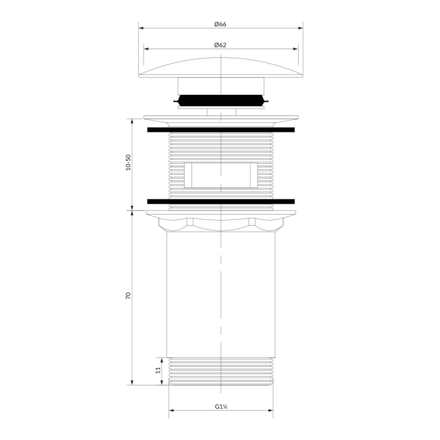 OMNIRES A706CPB - Bonde de lavabo CLICK-CLACK d. 6,6 cm brossé cuivre